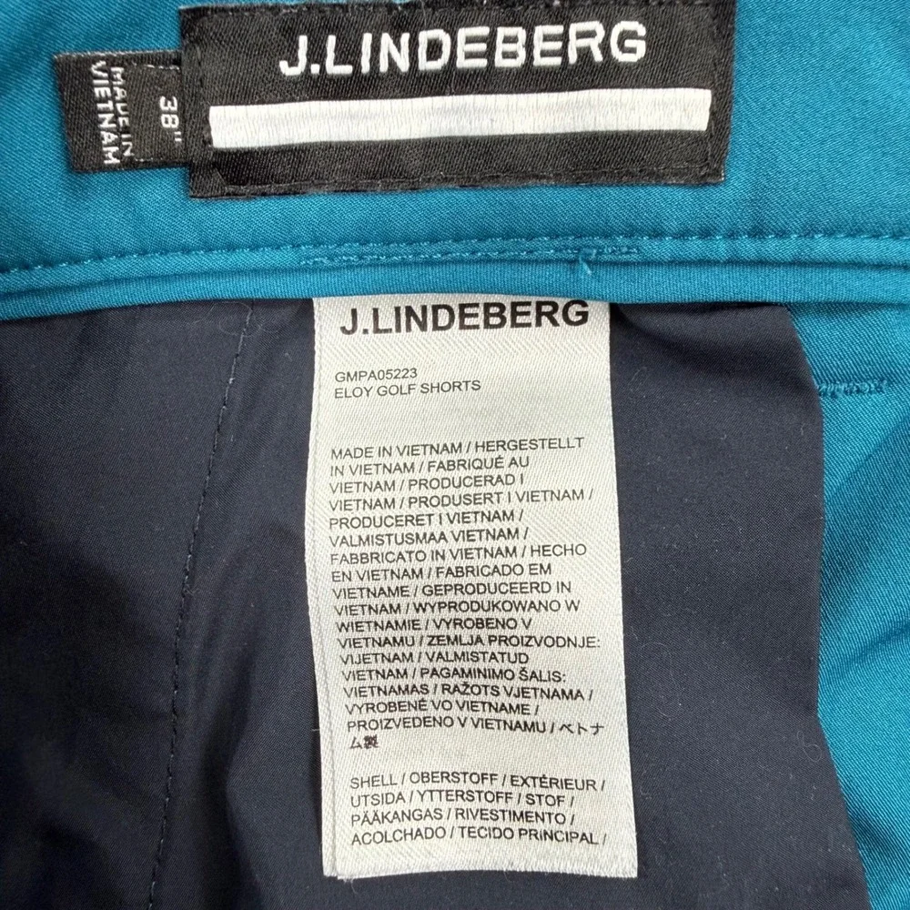 J.Lindeberg Eloy Golf Shorts Size‎ 38 Teal Blue Performance Active Flaw Men's